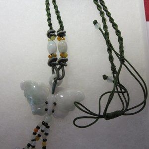 Handcrafted jade/quartz Butterfly Adj Necklace
